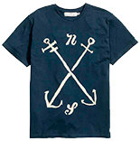 A dark blue shirt with a two-crossing anchor design.