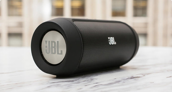 A black JBL charger speaker.