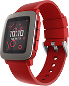 A red smart watch.